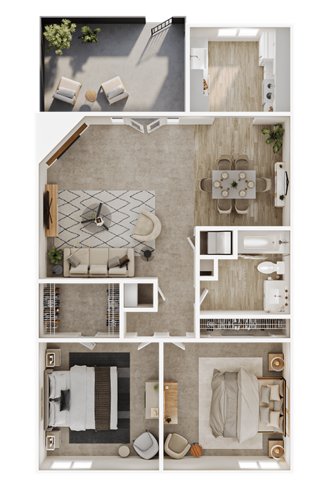 Floor plan for 2 beds, 1 bath, 900 sqft